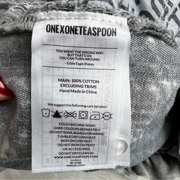 ONE X ONETEASPOON Black White Wash Wide Leg Crop Size 24 (316) - Picture 6 of 7